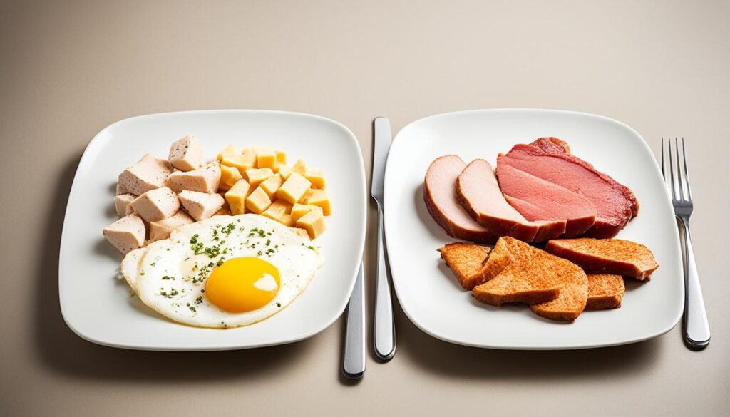 Comparação nutricional entre ovo, carne vermelha e frango