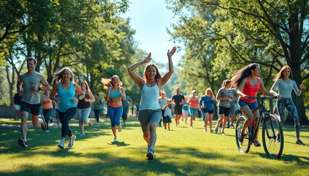 Pessoas praticando exercícios